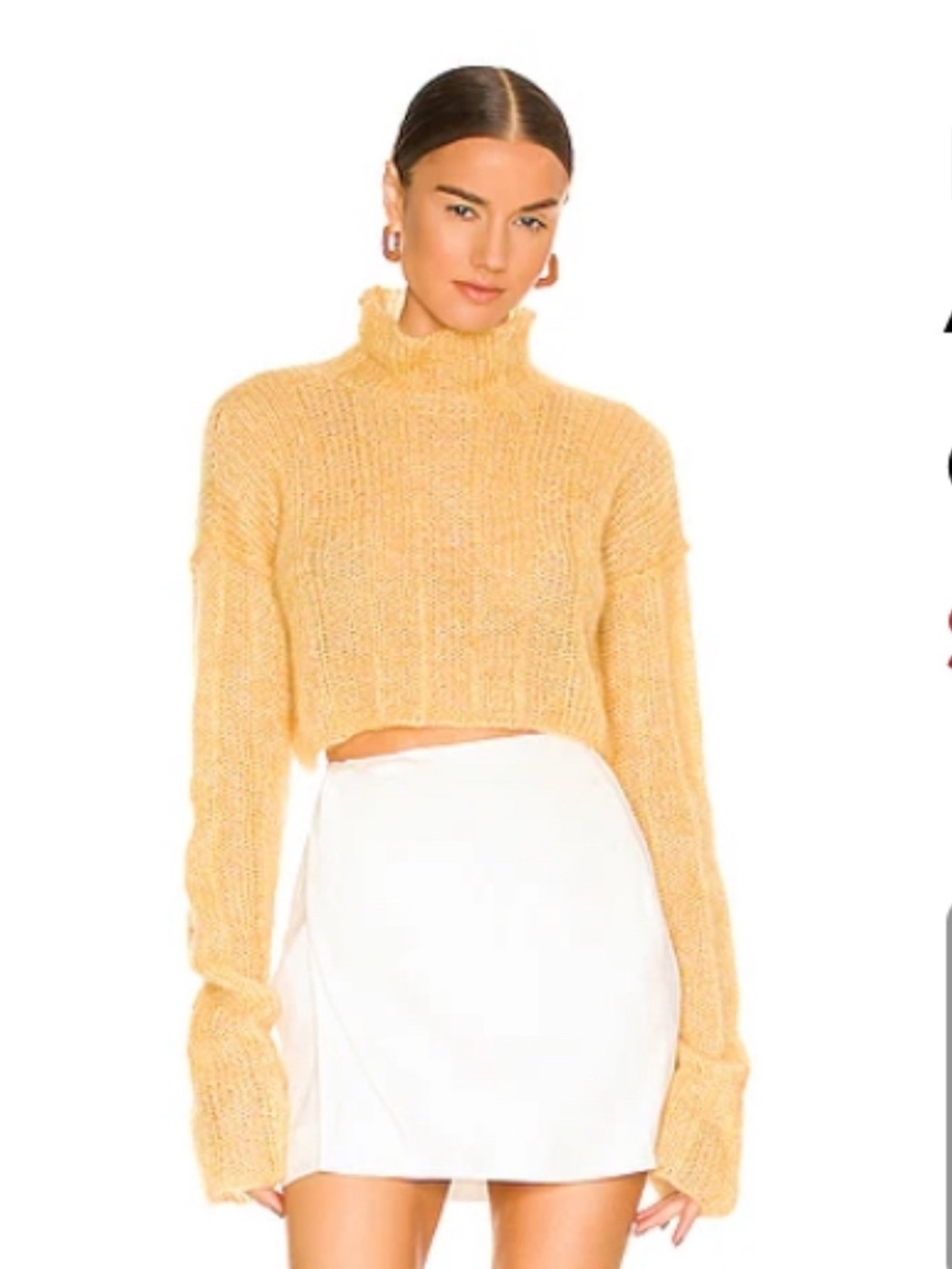 Anna October Maya Yellow Cropped Turtleneck Sweater Like New M